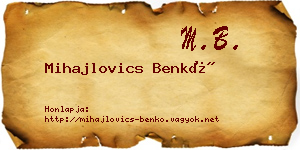 Mihajlovics Benkő névjegykártya